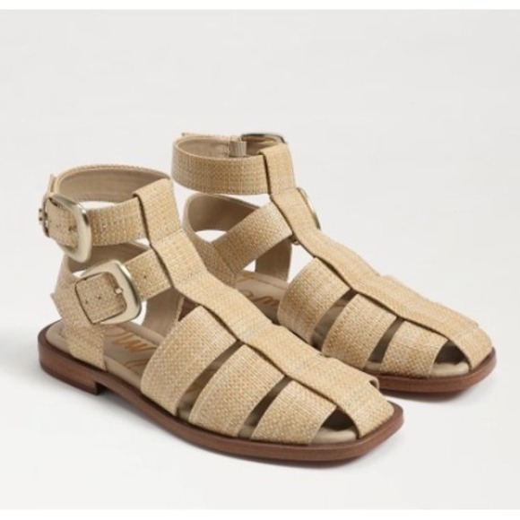Sam Edelman Dawn Sandal Woven Gladiator Tan Strappy Buckle Closure - Size 7 - Picture 1 of 8